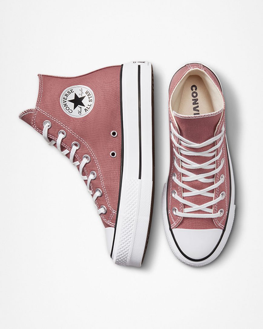 Dámské Boty Na Platformy Converse Chuck Taylor All Star Lift Seasonal Color Vysoké Růžové Černé Bílé | CZ AMNX71